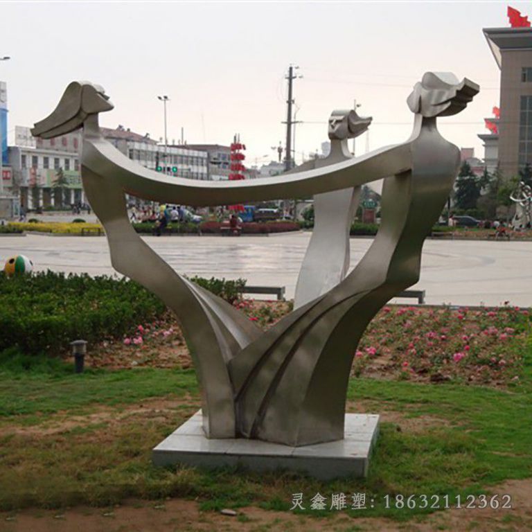 抽象人物不锈钢标志雕塑
