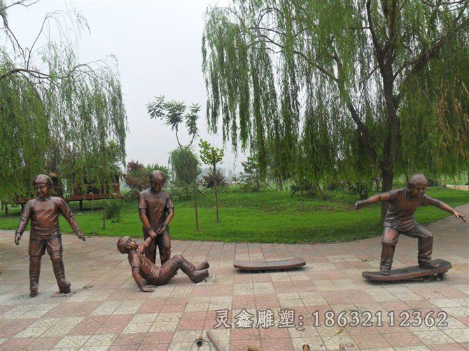 小孩游戏园林景观铜雕
