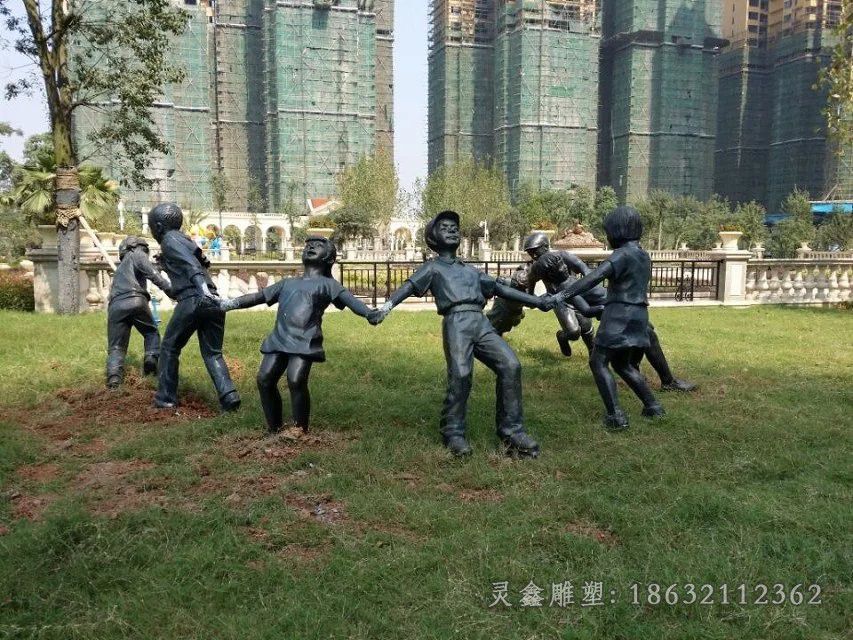 小孩游戏小区景观铜雕