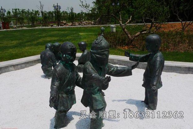 小孩捉迷藏人物景观铜雕