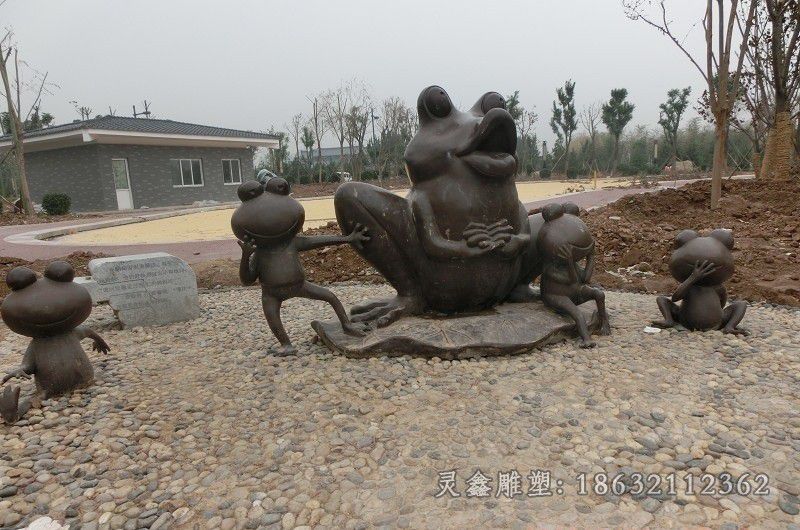小蝌蚪找妈妈公园景观铜雕