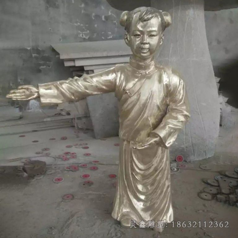 迎宾童子人物景观铜雕
