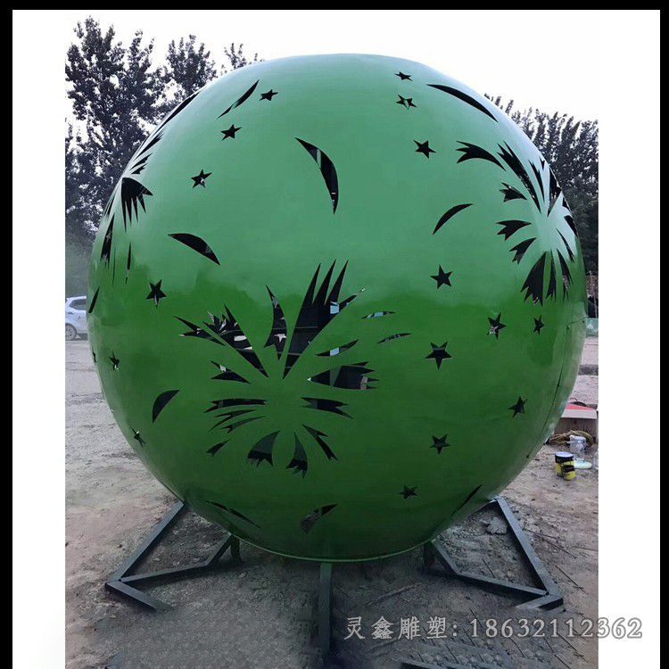 镂空圆球不锈钢标志雕塑