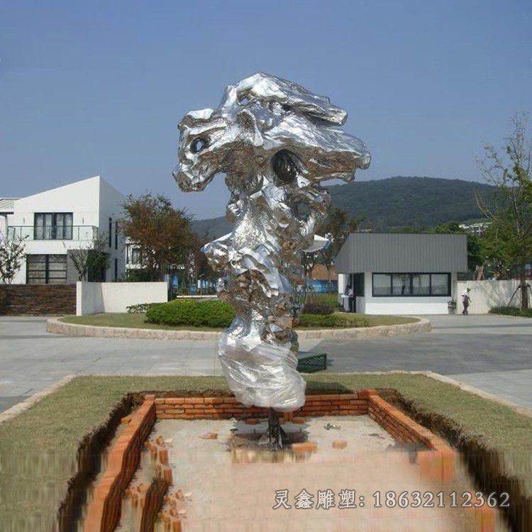 不锈钢抽象太湖石景观雕塑