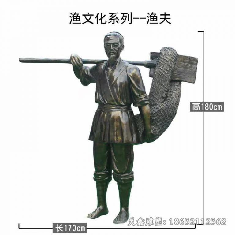 渔文化渔夫人物铜雕