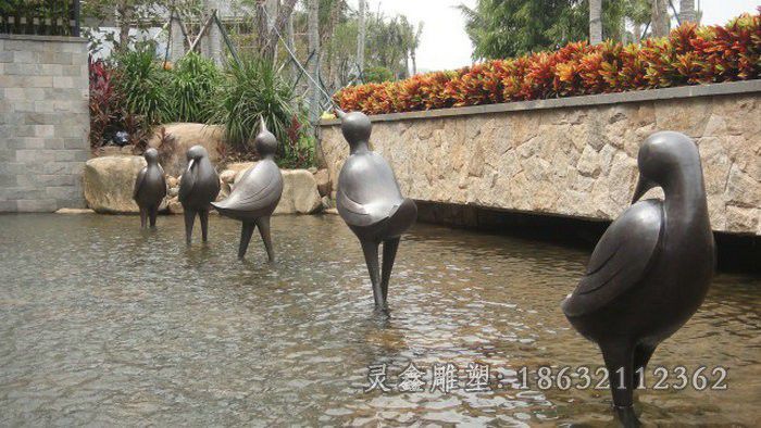 鸳鸯景观抽象标志铜雕