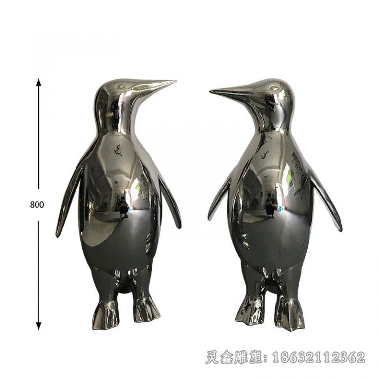 不锈钢镜面企鹅标志雕塑