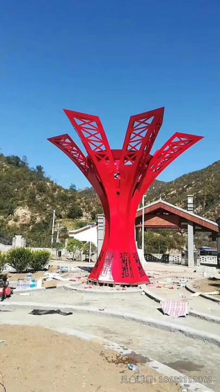 不锈钢抽象绽放景观雕塑