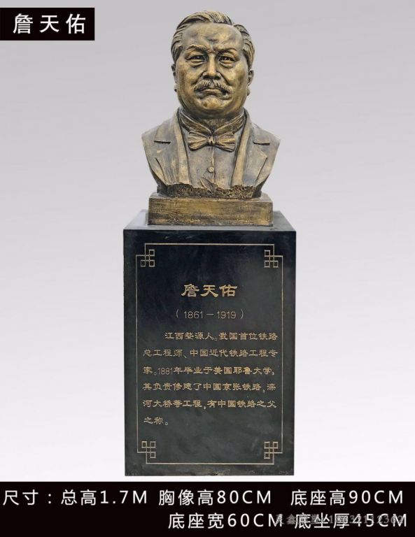 詹天佑人物胸像铜雕