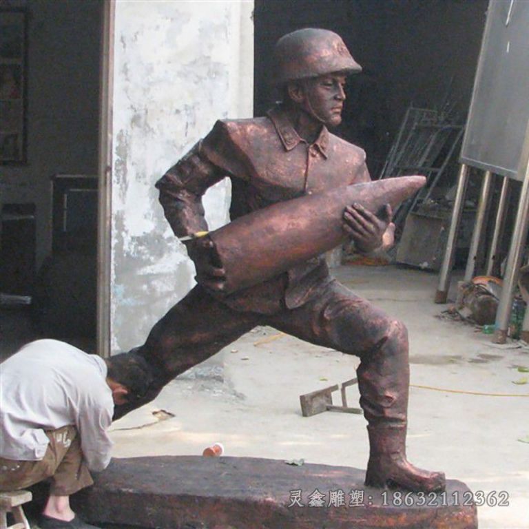 战士人物标志景观铜雕