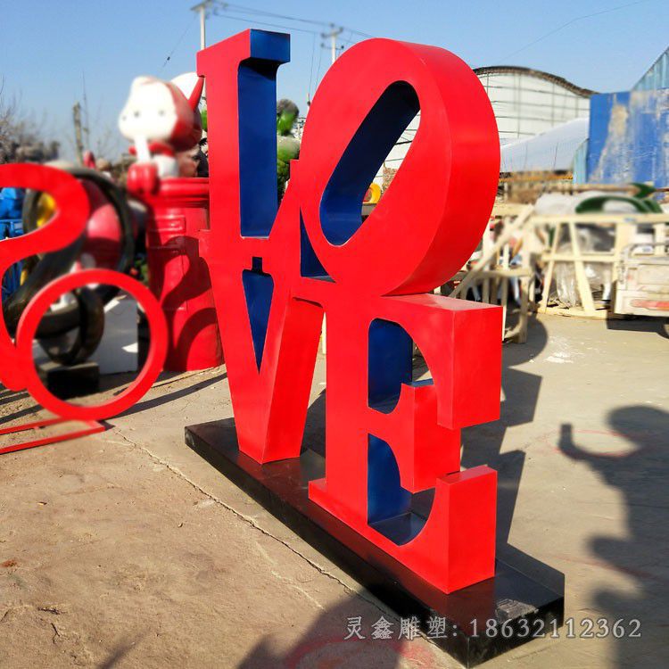 不锈钢love彩绘标志雕塑