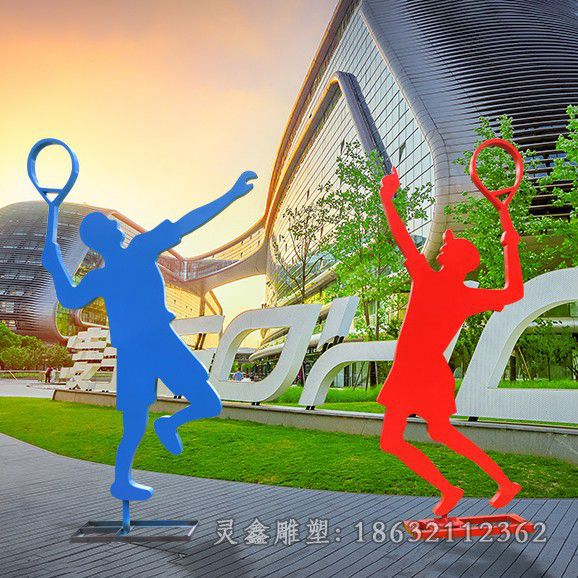 打羽毛球不锈钢景观雕塑