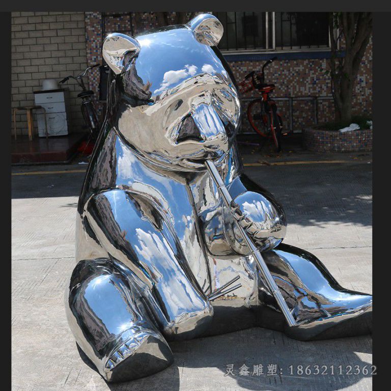 镜面不锈钢熊景观雕塑
