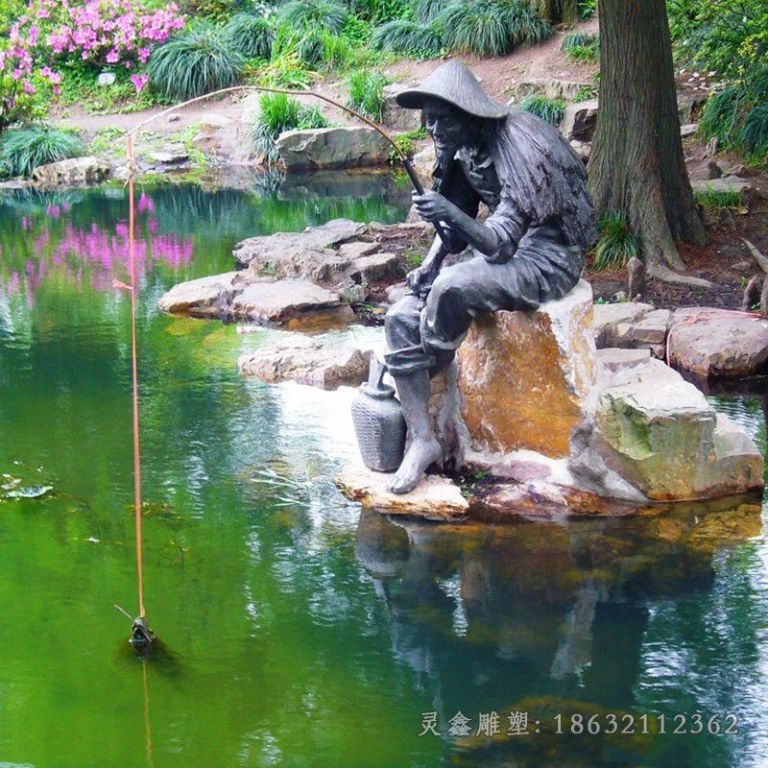 政治家姜太公钓鱼铜雕
