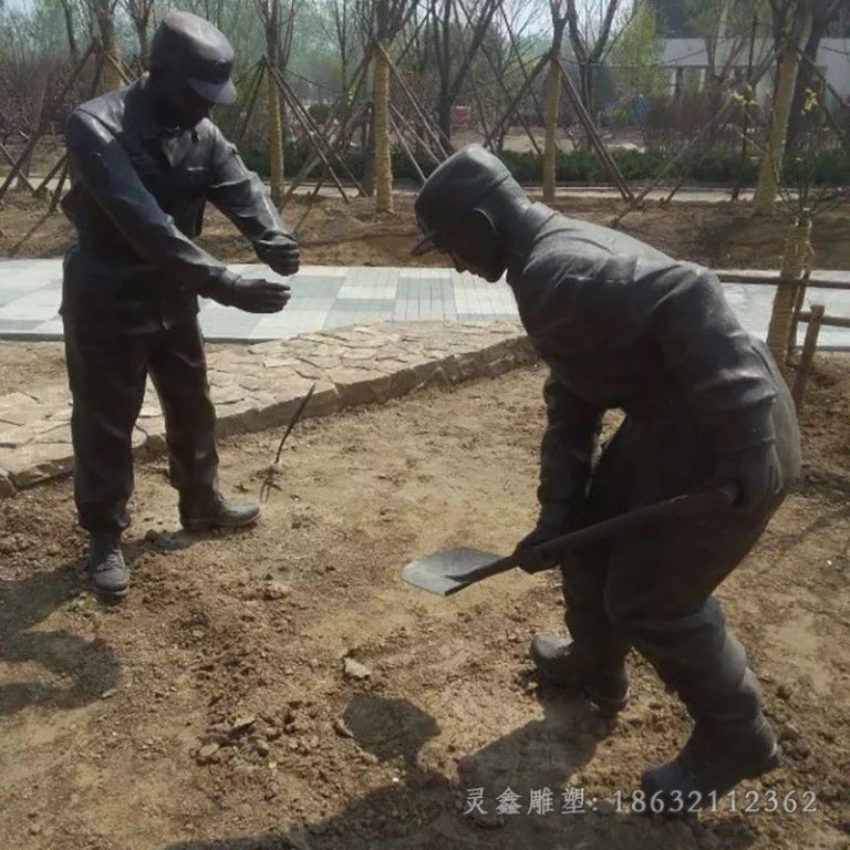 种地农耕抽象标志铜雕