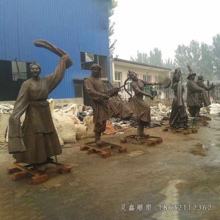 藏族人物民俗景观铜雕