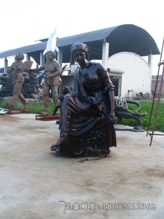 欧式女人街边景观铜雕