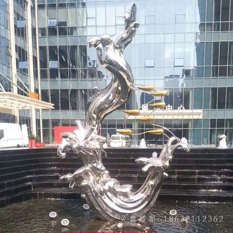 浪花抽象校园不锈钢雕塑