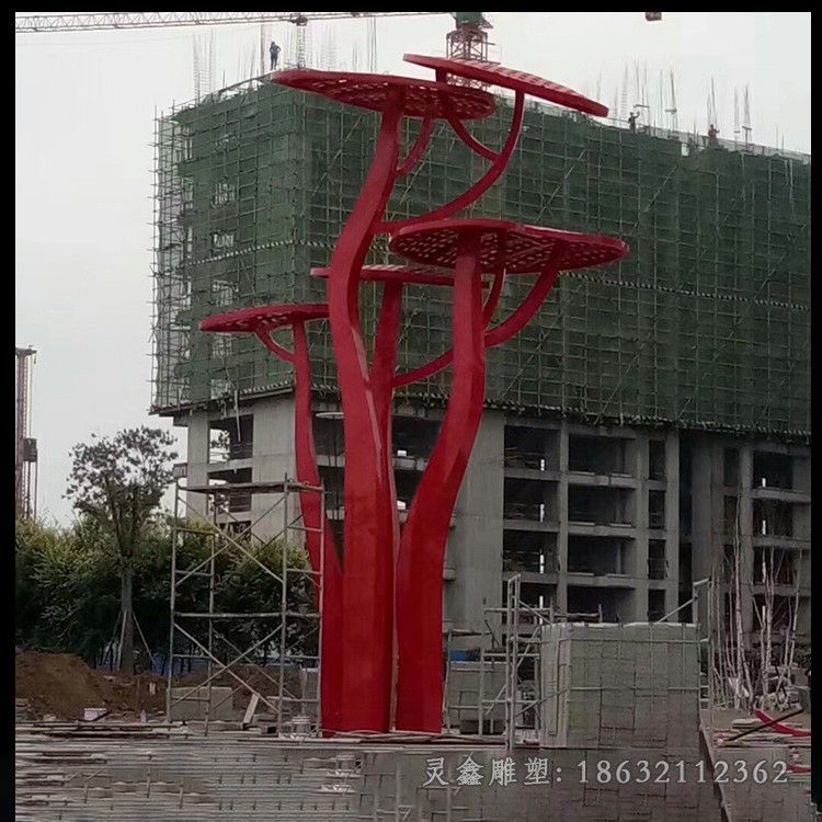 蘑菇树抽象不锈钢雕塑