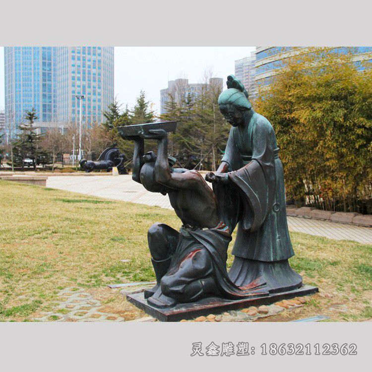 成语典故孟母刺字景观铜雕