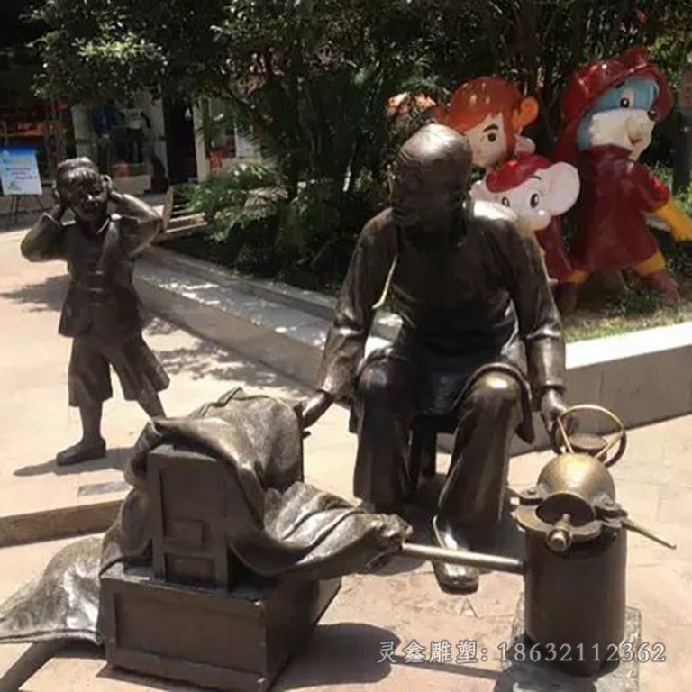 爆米花街边民俗铜雕