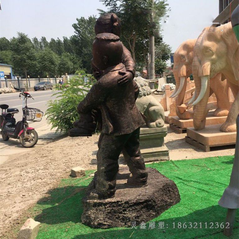 做游戏儿童景观铜雕