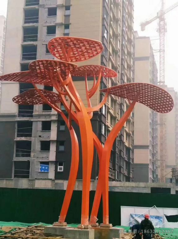 小区不锈钢镂空树雕塑