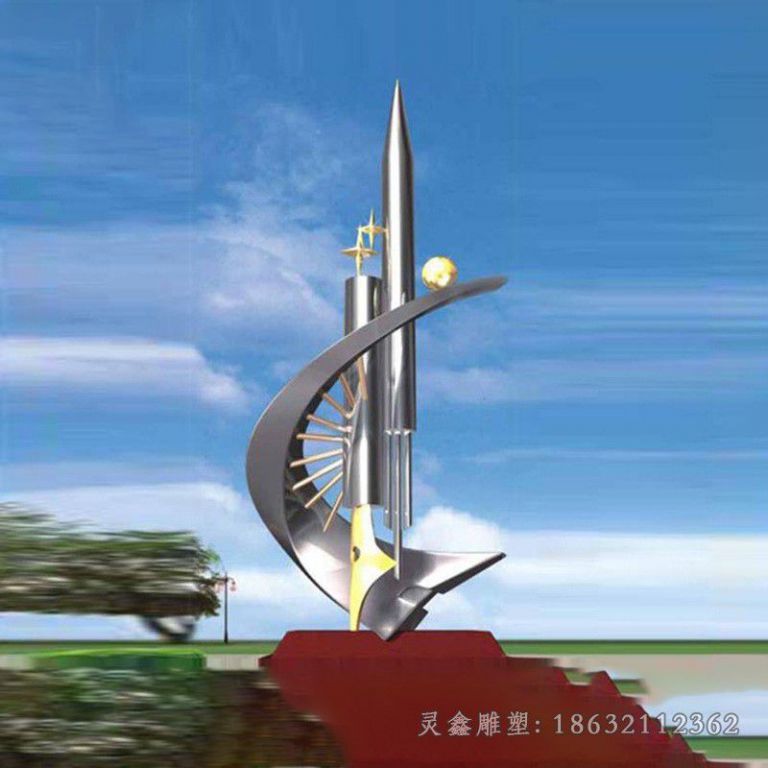 不锈钢抽象钢笔镜面雕塑