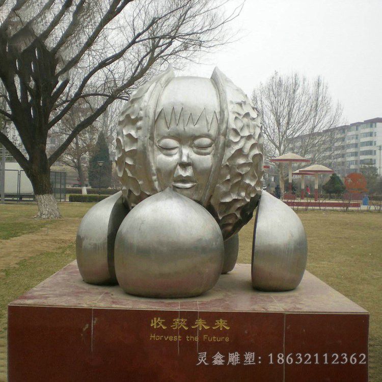 不锈钢收获未来镜面雕塑