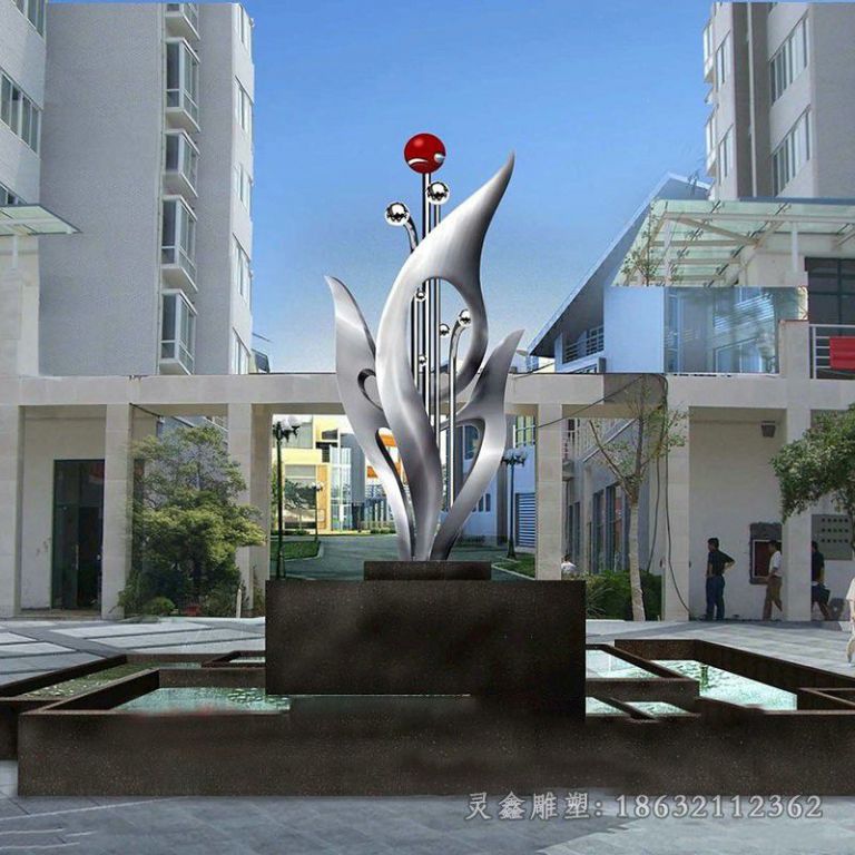抽象绽放不锈钢景观雕塑