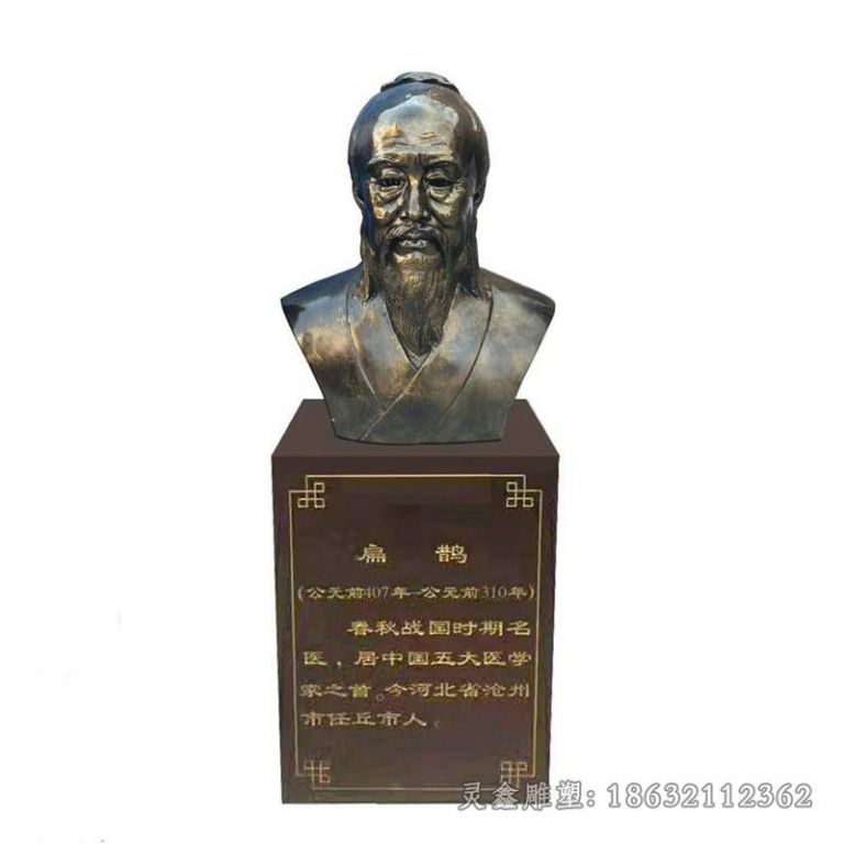 名医扁鹊胸像广场铜雕