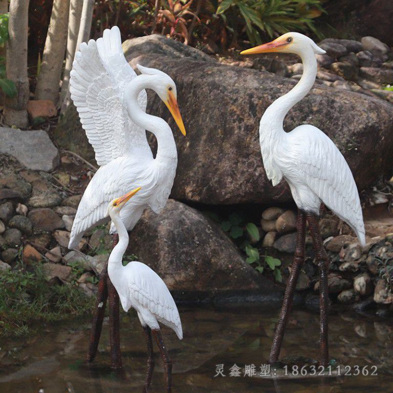 不锈钢白鹭公园景观雕塑