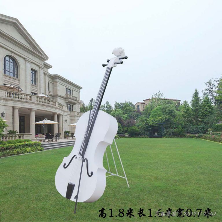 不锈钢彩绘大提琴园林雕塑