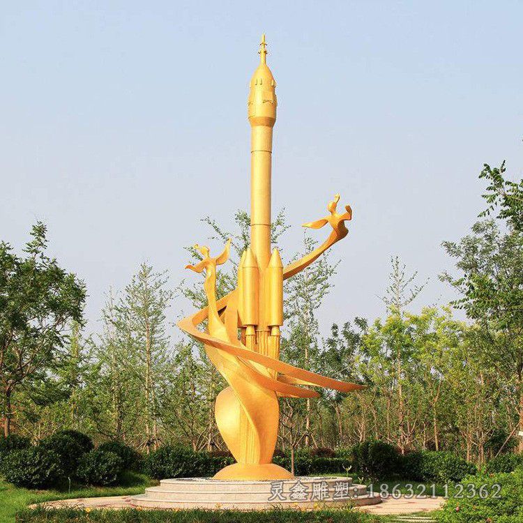 不锈钢火箭景观标志雕塑