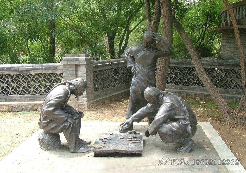 下象棋景区景观铜雕
