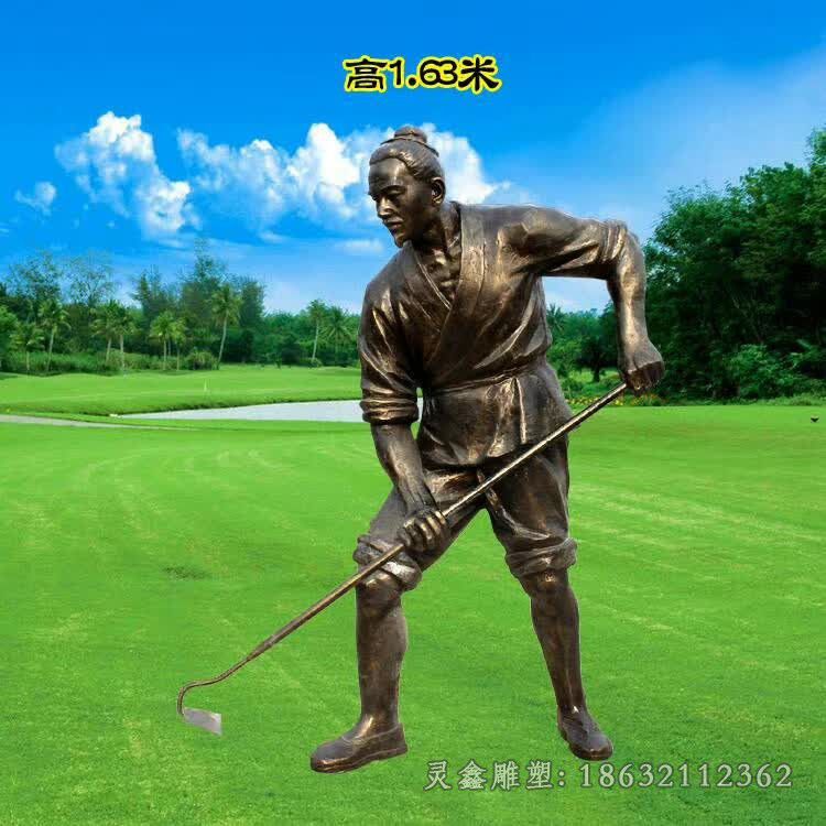 播种插秧农耕景观铜雕