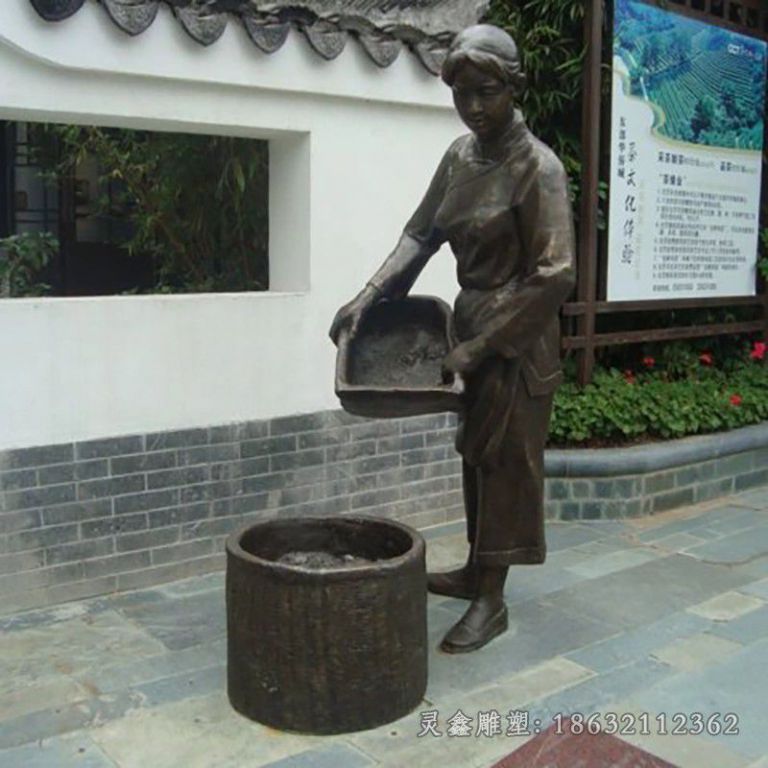 采茶小品校园景观铜雕