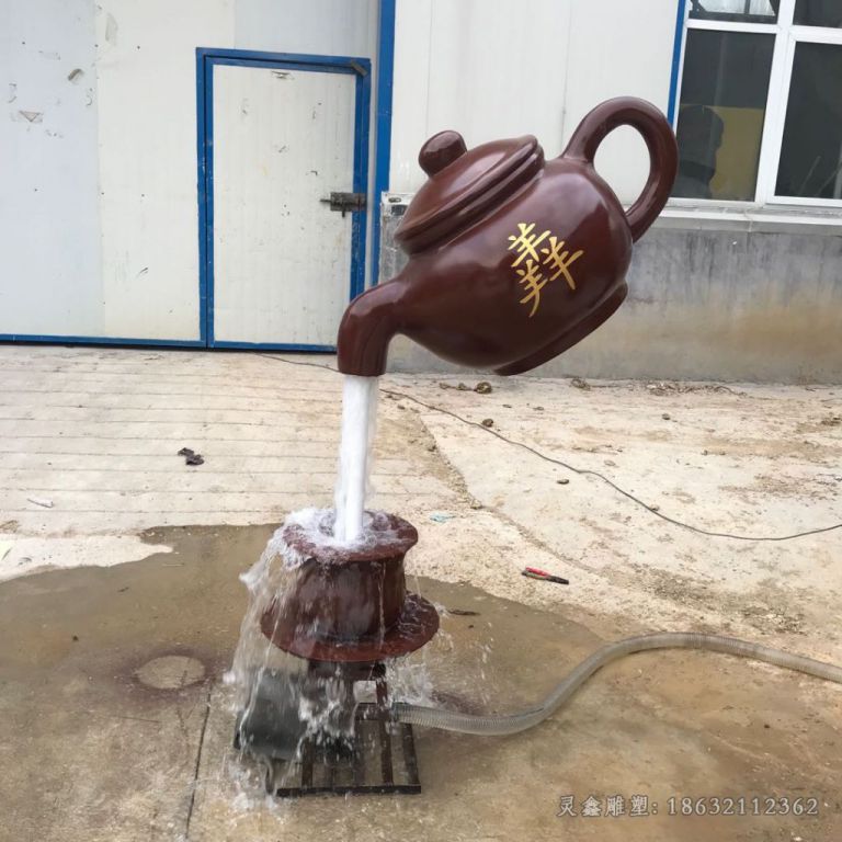 茶壶茶杯景区景观铜雕