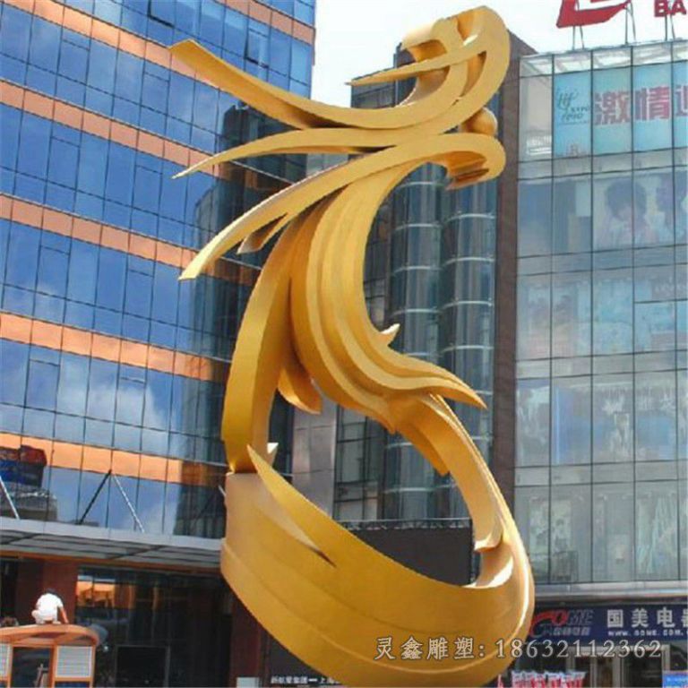 金色凤凰不锈钢公园雕塑