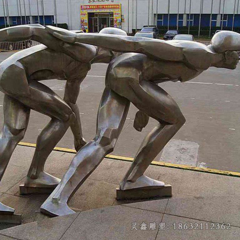 几何换旱冰人物不锈钢雕塑