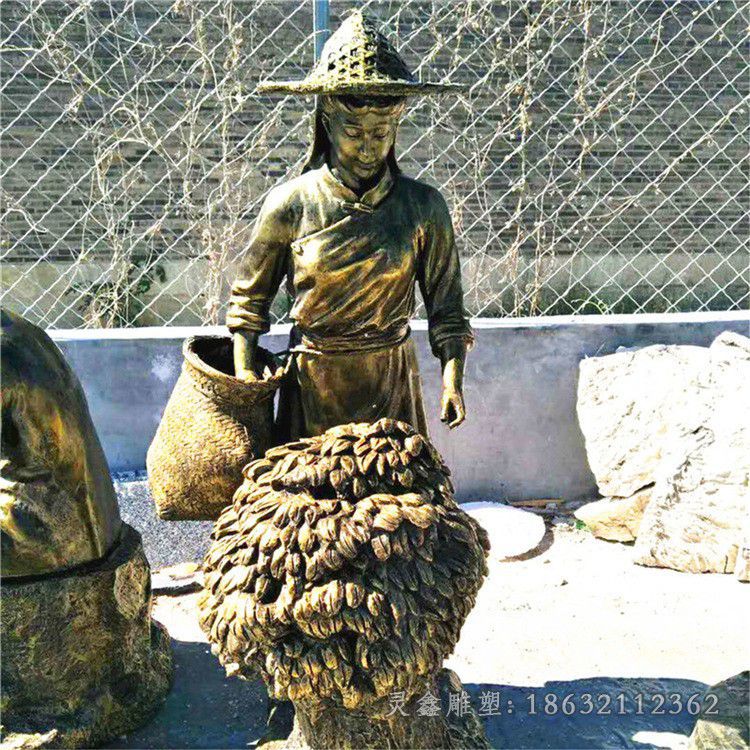 茶文化景区人物铜雕