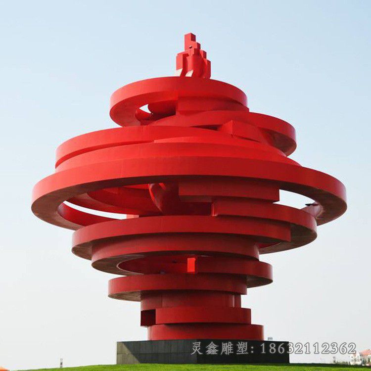 不锈钢城市红色飘带雕塑