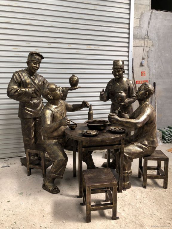 吃饭人物抽象景观铜雕