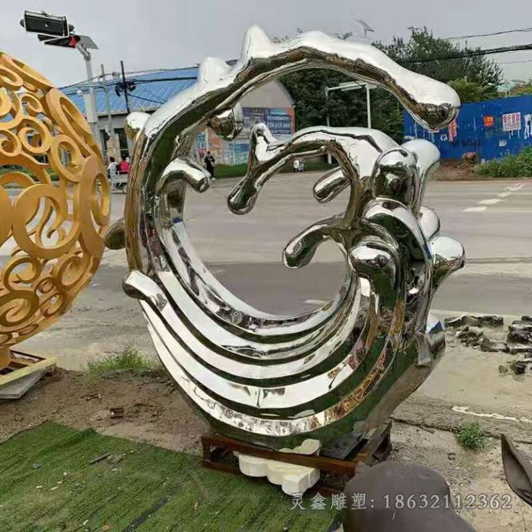 不锈钢海浪公园标志雕塑
