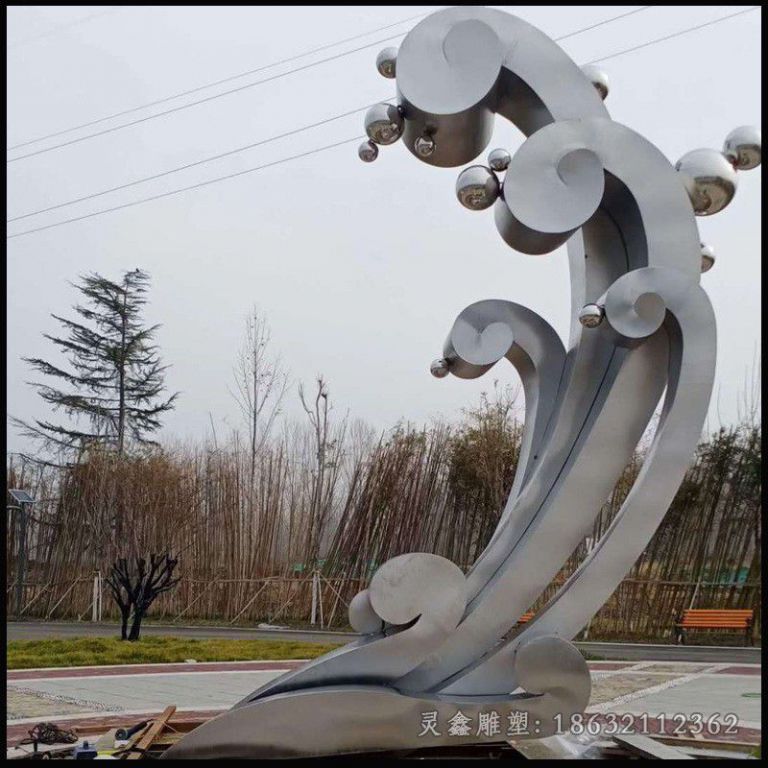 不锈钢海浪街边景观雕塑
