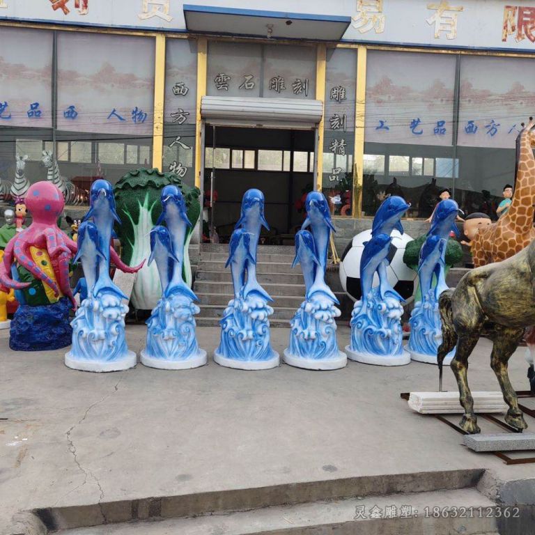 不锈钢海豚庭院景观雕塑