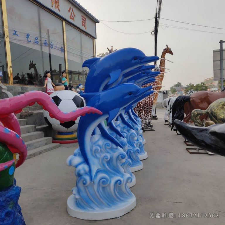 不锈钢海豚景区景观铜雕