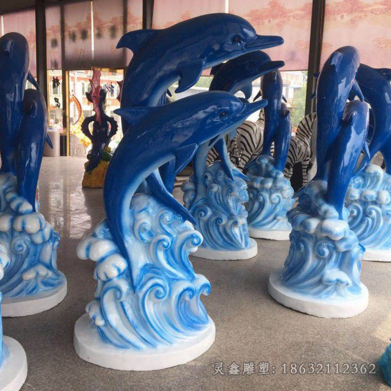 不锈钢海豚别墅景观雕塑