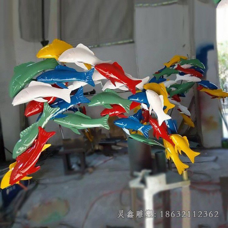 不锈钢海豚广场景观雕塑