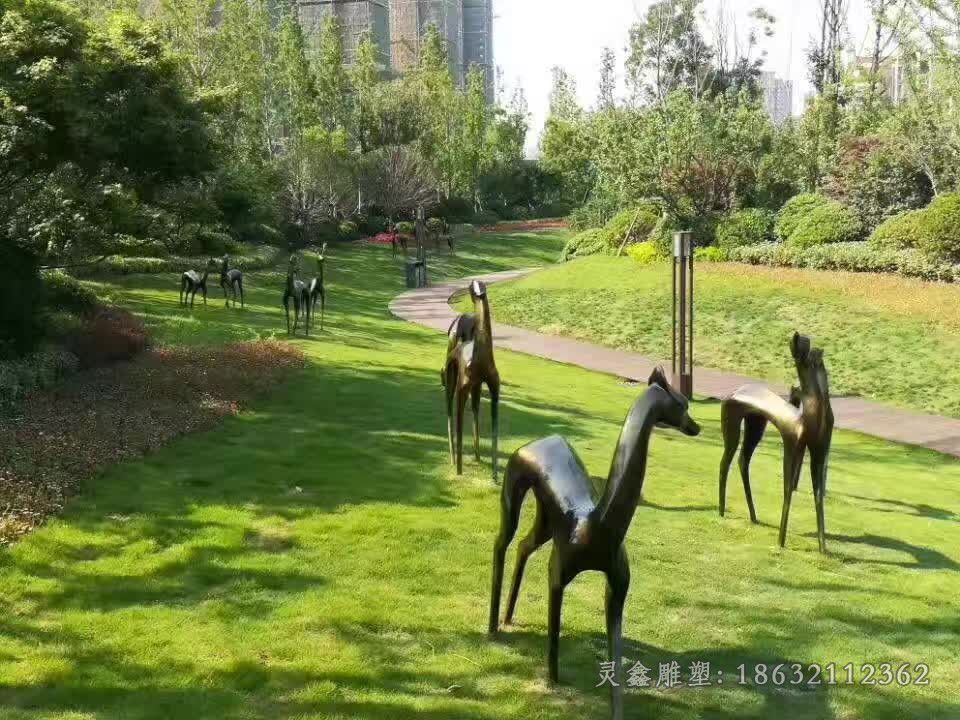 抽象小鹿园林动物铜雕